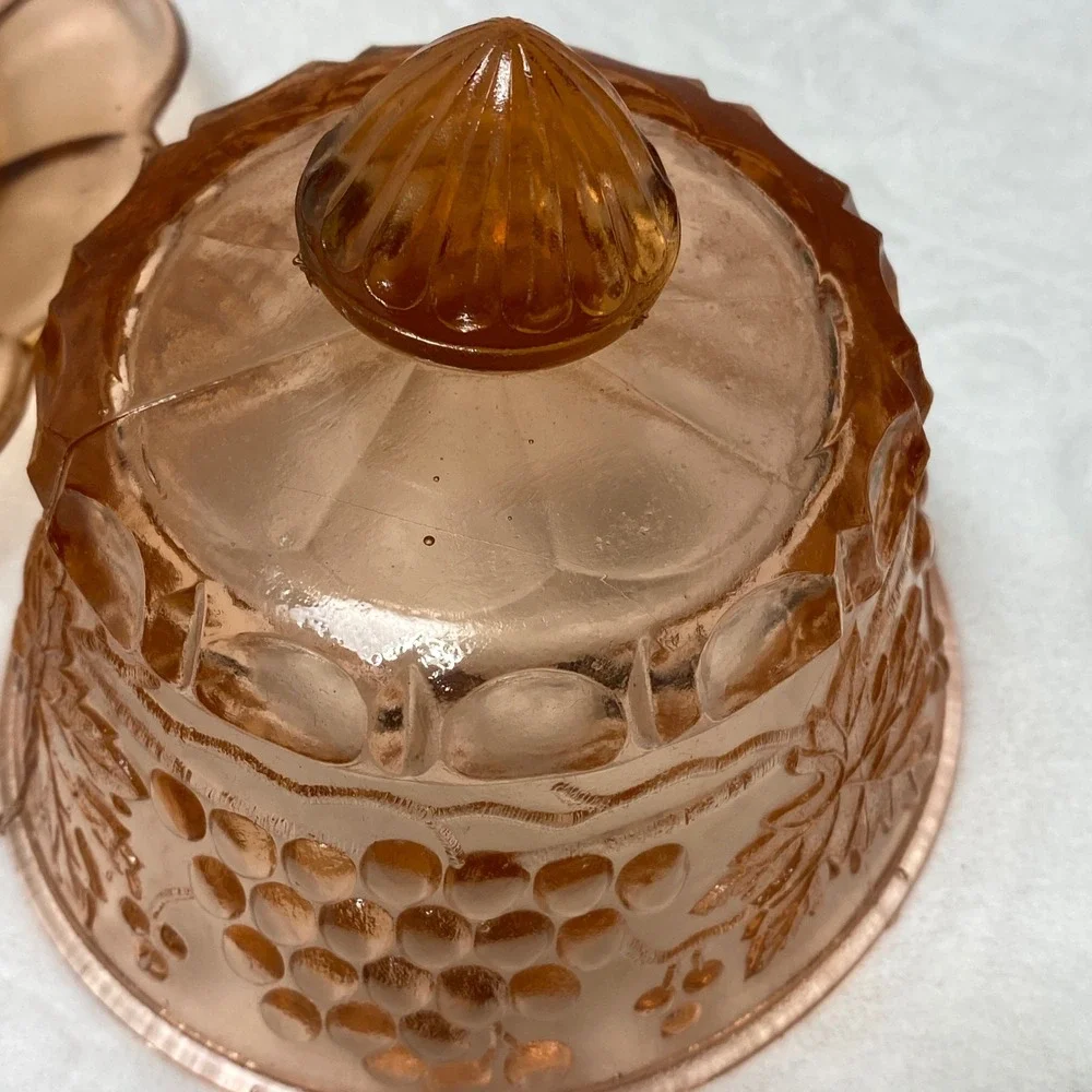 VTG Pink Mosser Glass Covered Butter/ Cheese Dish ‎ Edge Made in Taiwan NOB